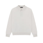 Silk Blend Knit Polo in Light Beige, front view