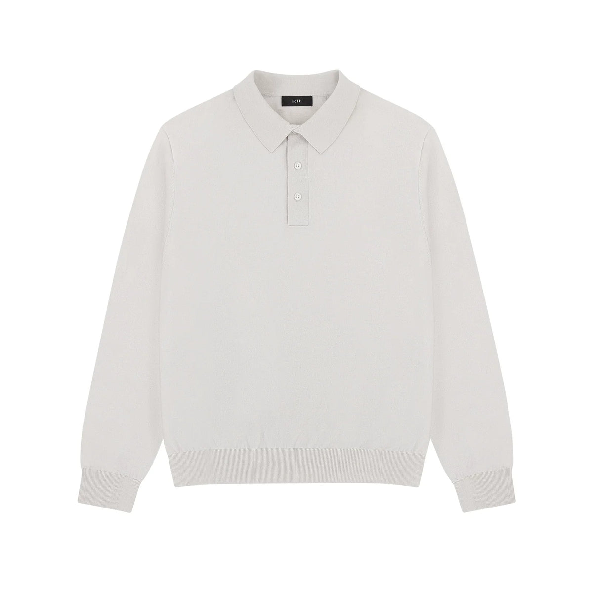 Silk Blend Knit Polo in Light Beige, front view