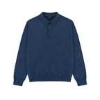 Silk Blend Knit Polo in Navy, front view