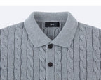 Heather Grey cardigan collar and cable knit