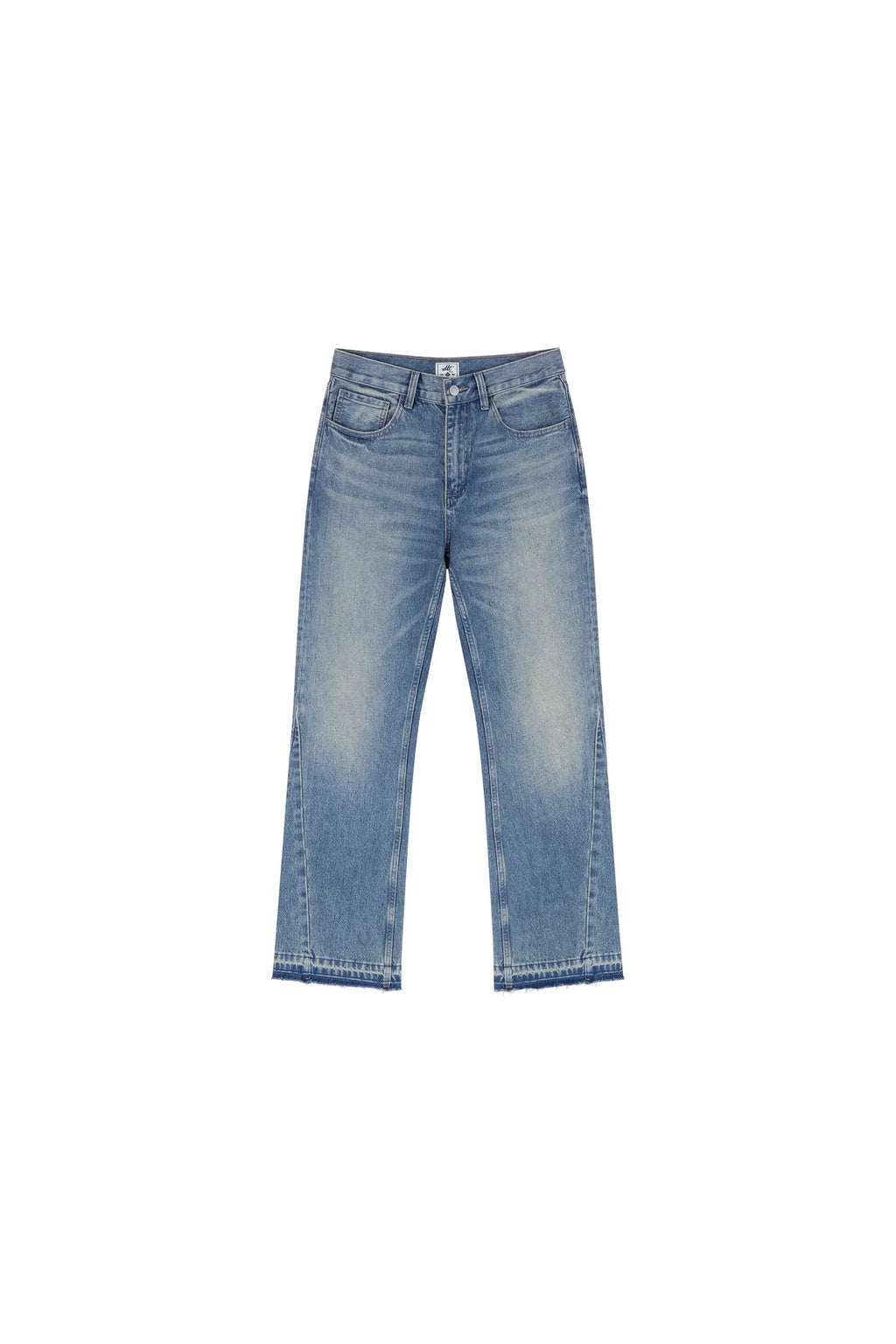 Panelled Bootcut Jeans in Washed Blue, front view