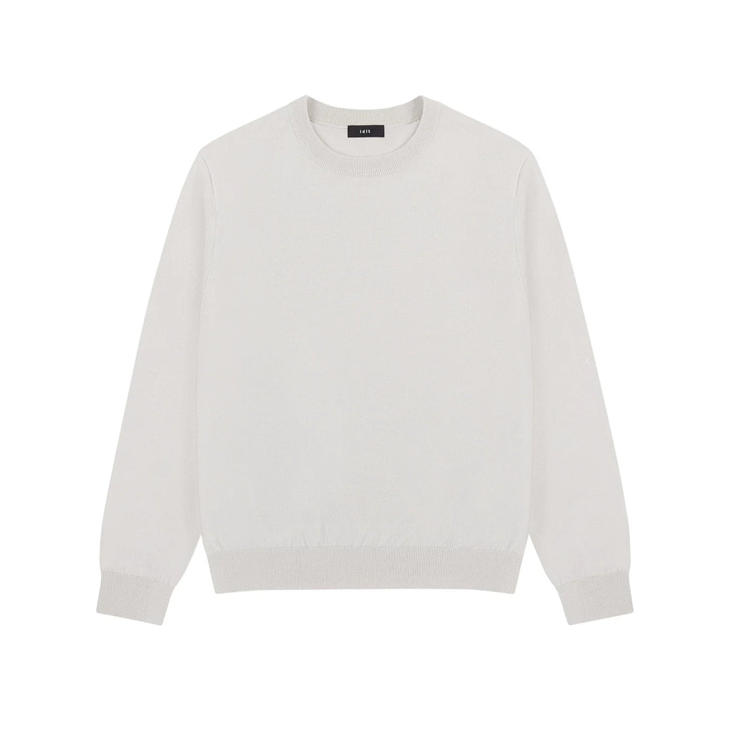 Silk Blend Crewneck Sweater in Light Beige, front view