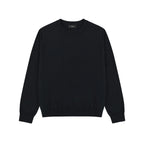 Silk Blend Crewneck Sweater in Black, front view