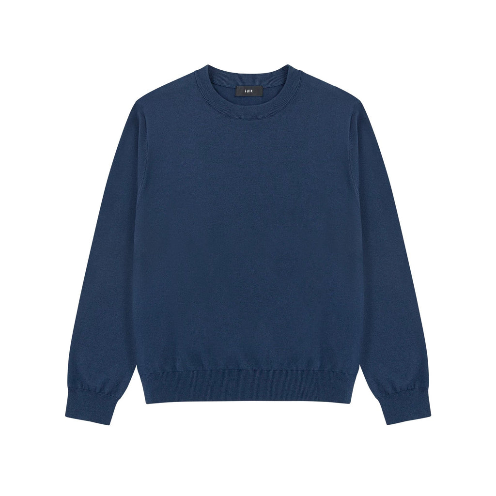 Silk Blend Crewneck Sweater in Navy, front view
