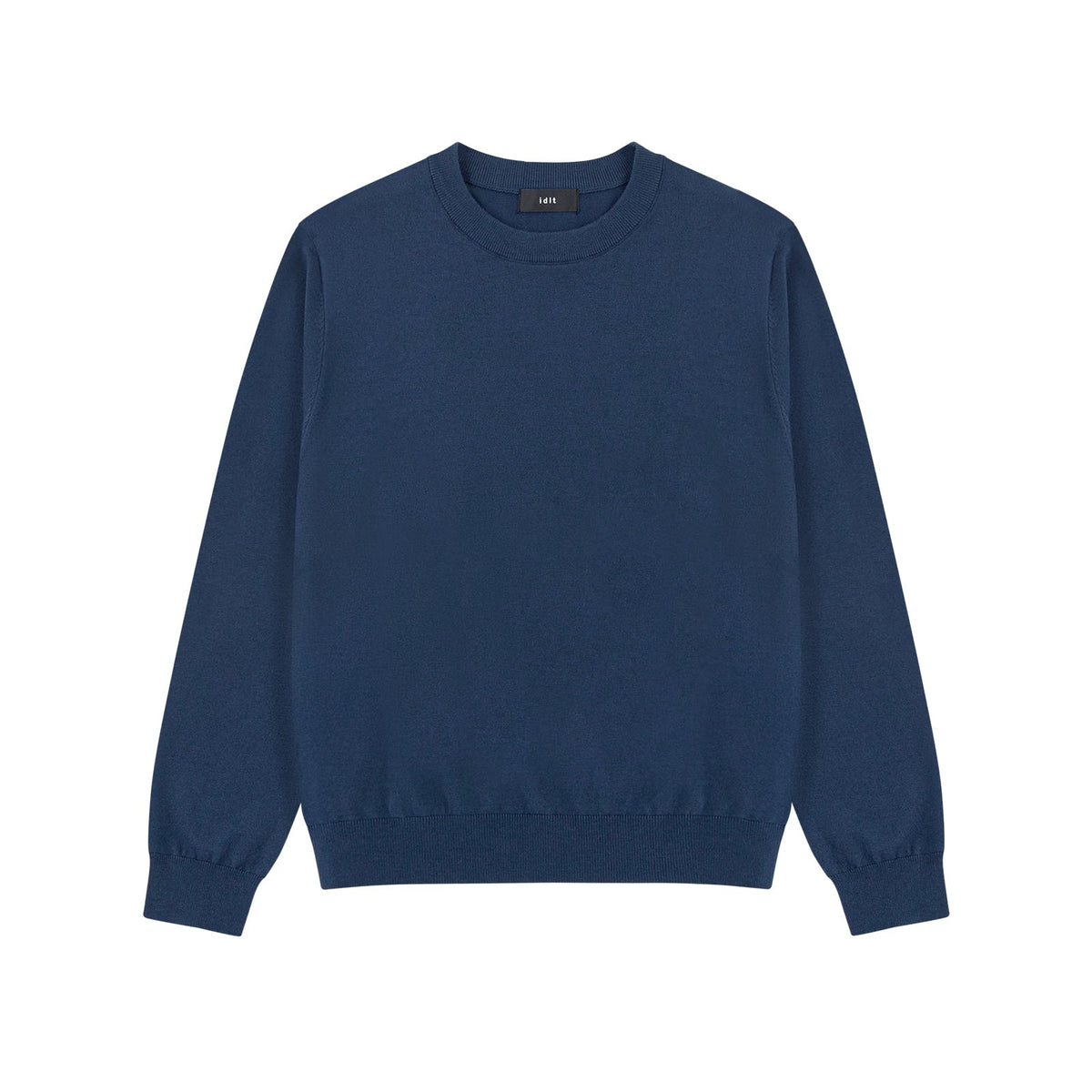 Silk Blend Crewneck Sweater in Navy, front view