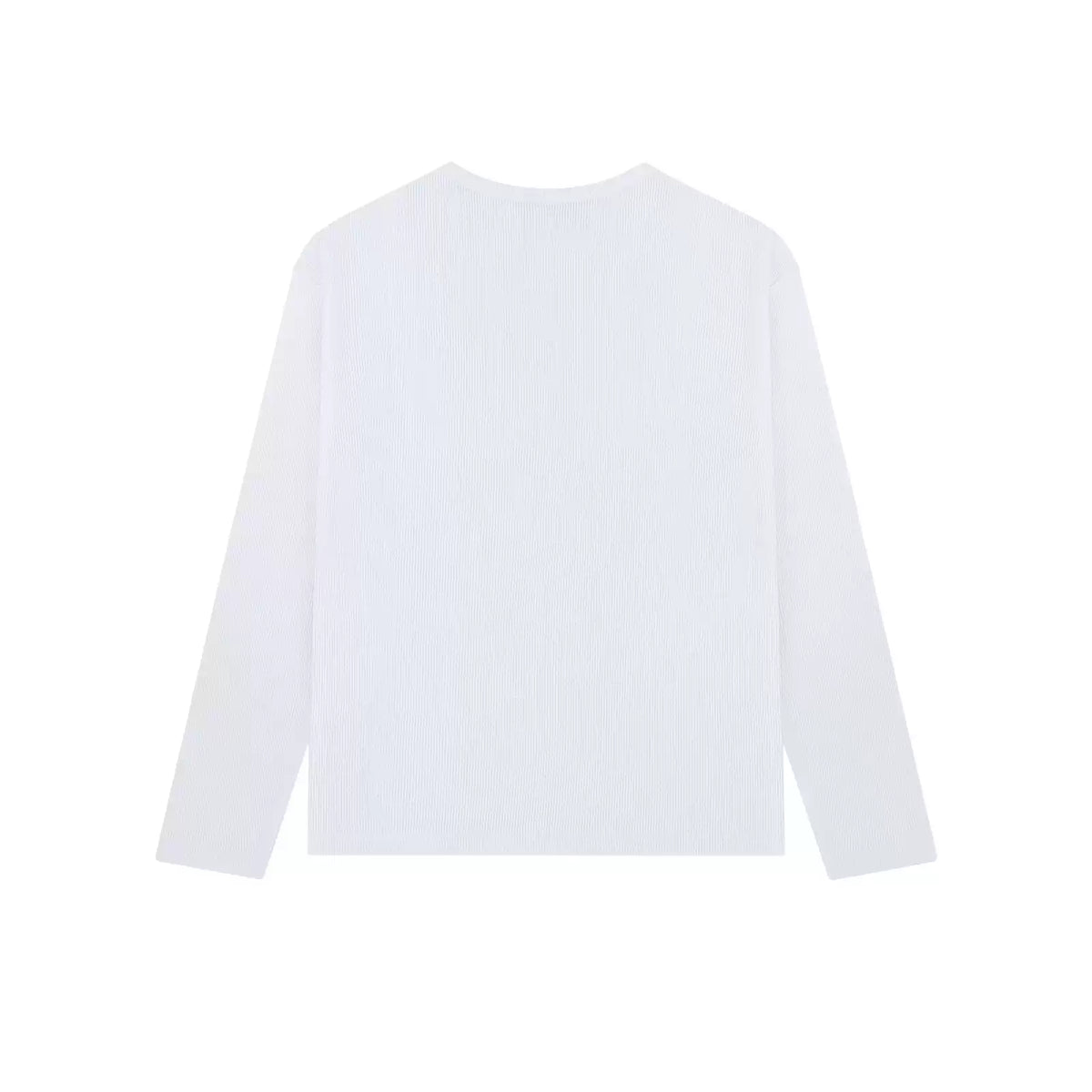 Waffle Knit Henley Shirt in Off White, back view