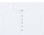 Off White waffle Henley neckline and button placket