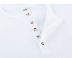 Off White waffle Henley button detail
