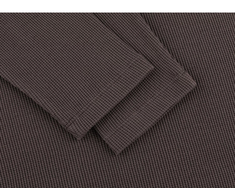 Brown waffle Henley sleeve texture