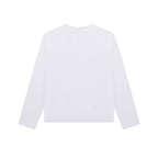 Cotton Long Sleeve Henley in White, back view