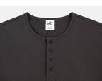 Dark Brown Henley neckline and button placket
