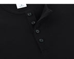 Black Henley button detail