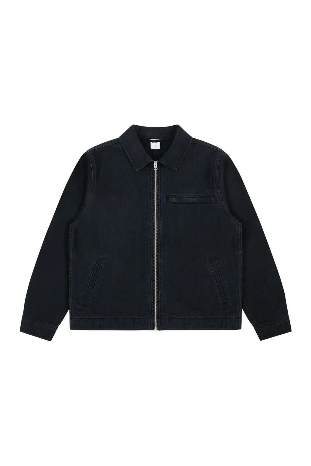 Washed Cropped Workwear Jacket in Black, front