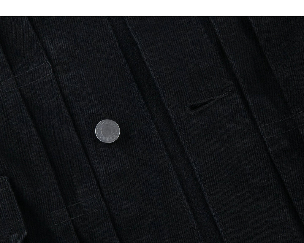 Denim placket and button detail