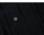 Denim placket and button detail