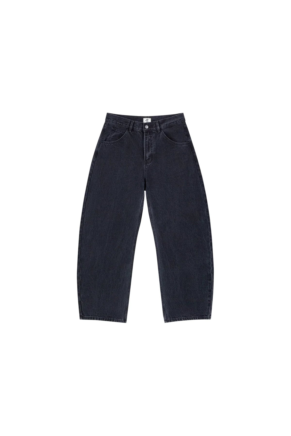 Relaxed Curved Leg Jeans in Dark Grey, front view
