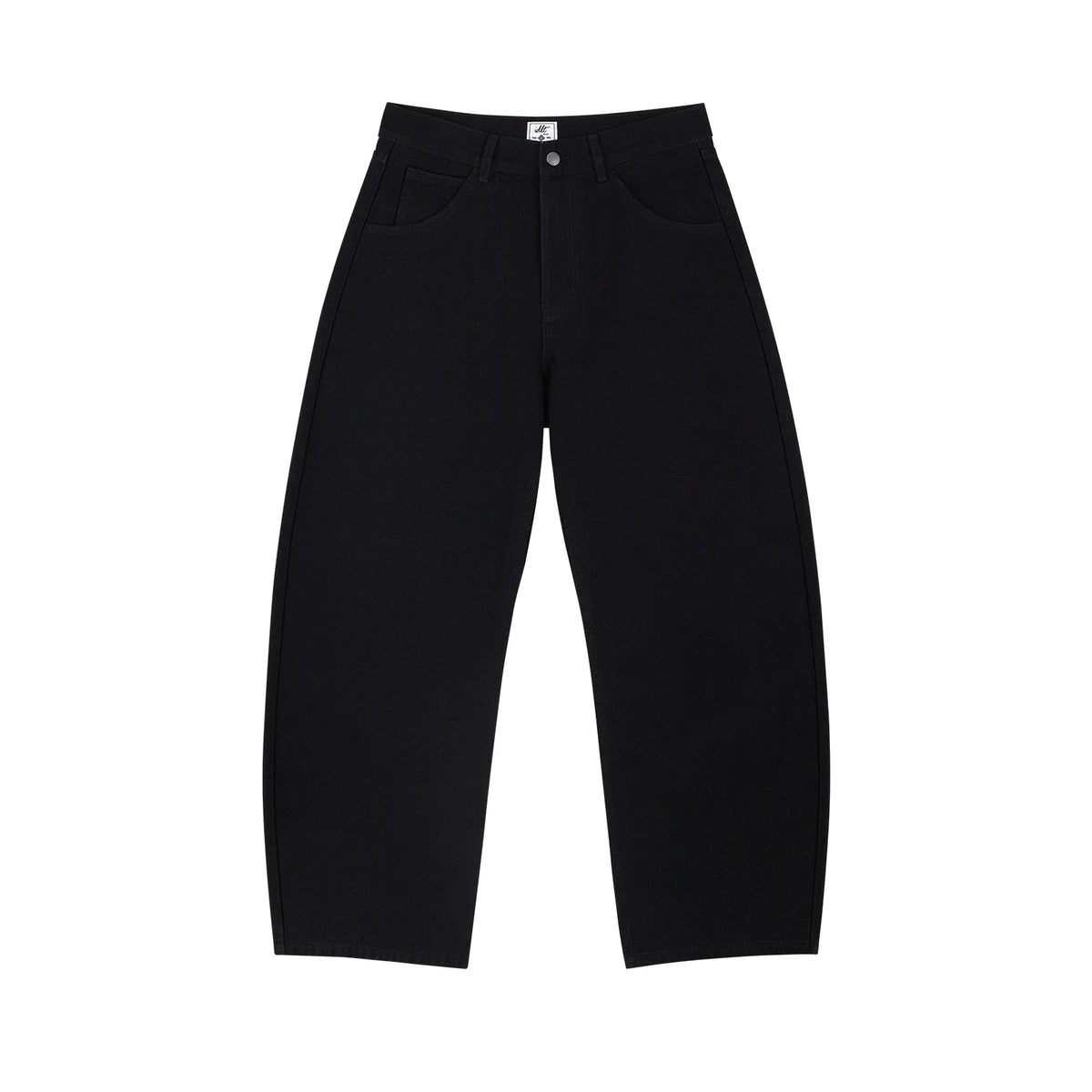 Relaxed Curved Leg Jeans in Washed Black, front view