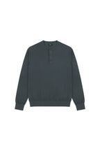 Fitted Knit Henley Shirt in Grey, front