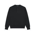 Fitted Knit Henley Shirt in Black, front