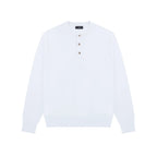 Fitted Knit Henley Shirt in White, front
