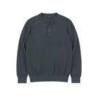 Fitted Knit Henley Shirt in Grey, angled front