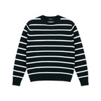 Relaxed Striped Knit Sweater in Black/White, front