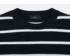 Ribbed crew neck in Black/White