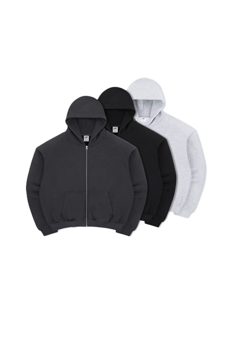 Padded Shoulder Fleece Zip Hoodie
