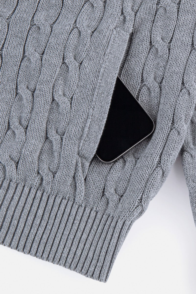 Cable Knit Zip Cardigan