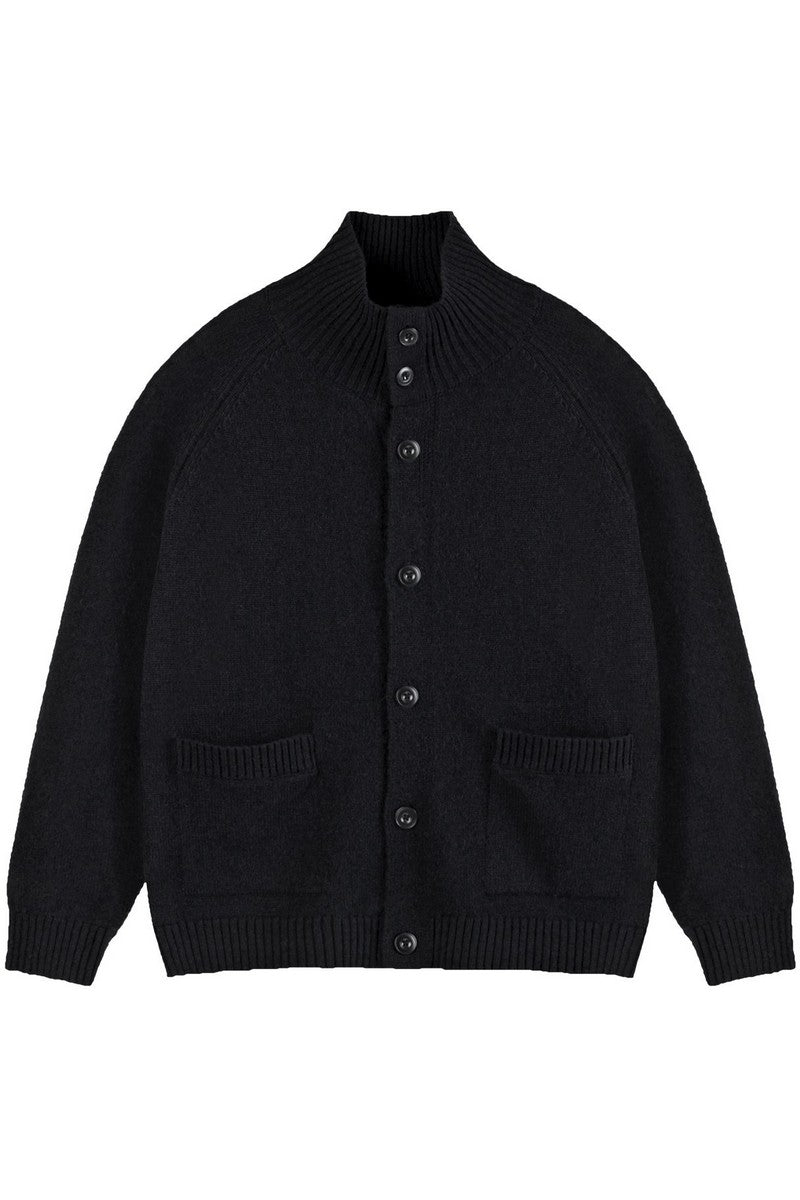 Wool Knit High Neck Cardigan