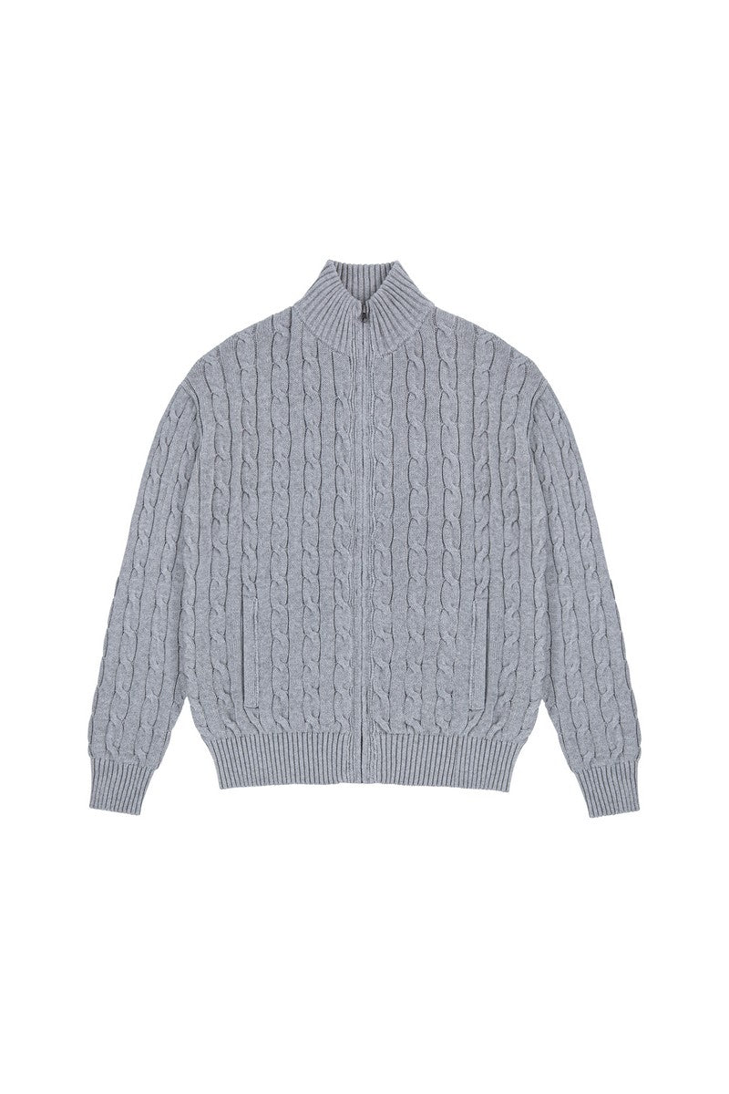 Cable Knit Zip Cardigan