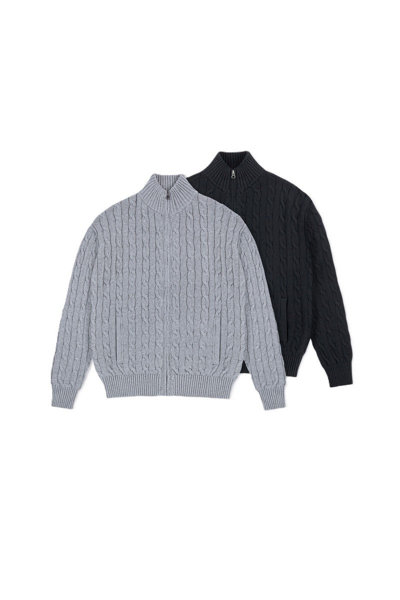 Cable Knit Zip Cardigan