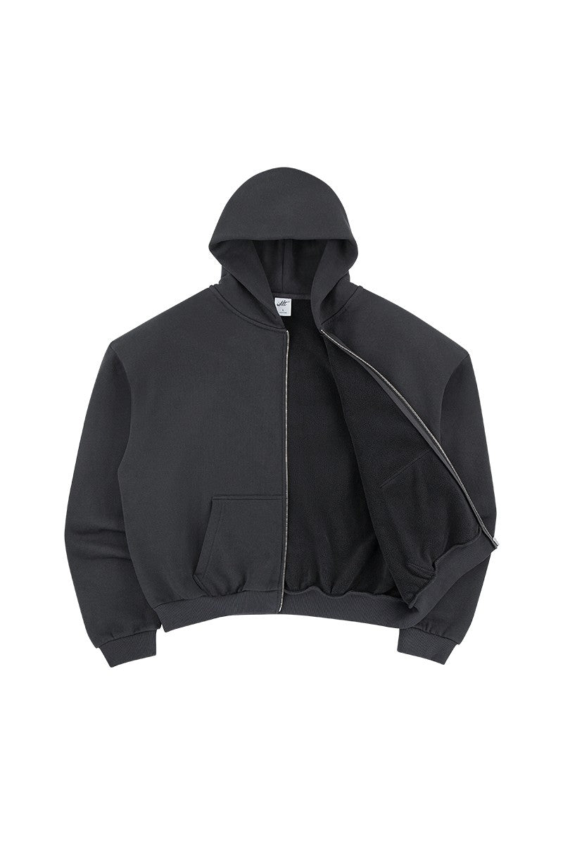 Padded Shoulder Fleece Zip Hoodie