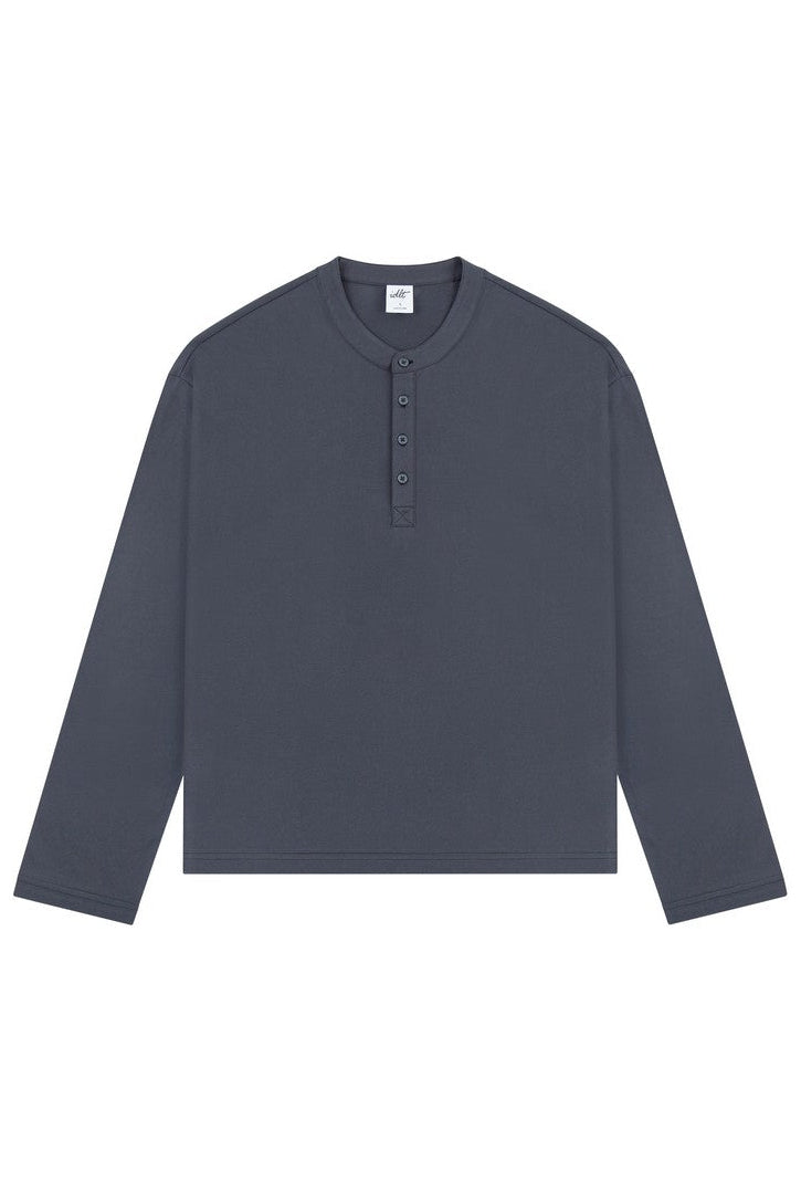 Boxy Henley Long Sleeve Tee – IDLT Basics