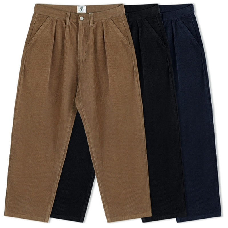 Corduroy Tapered Wide-Leg Pants