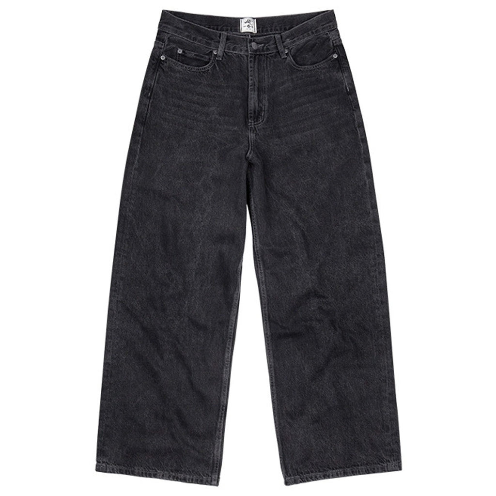 Tapered Wide-Leg Black Jeans