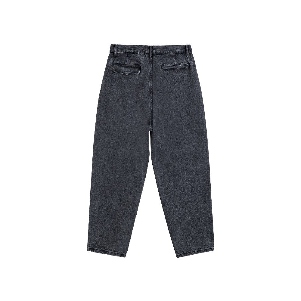 Washed Loose Pleated Jeans